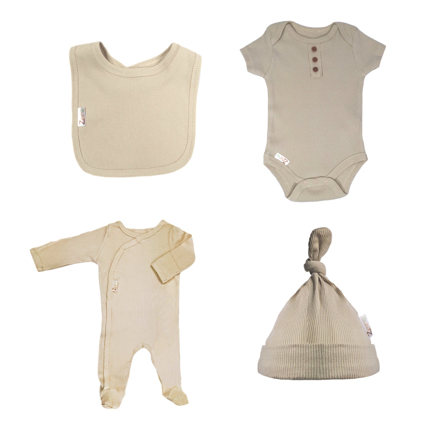 Baby Bodysuit Ribbed Sleepsuit Beanie Hat Bib