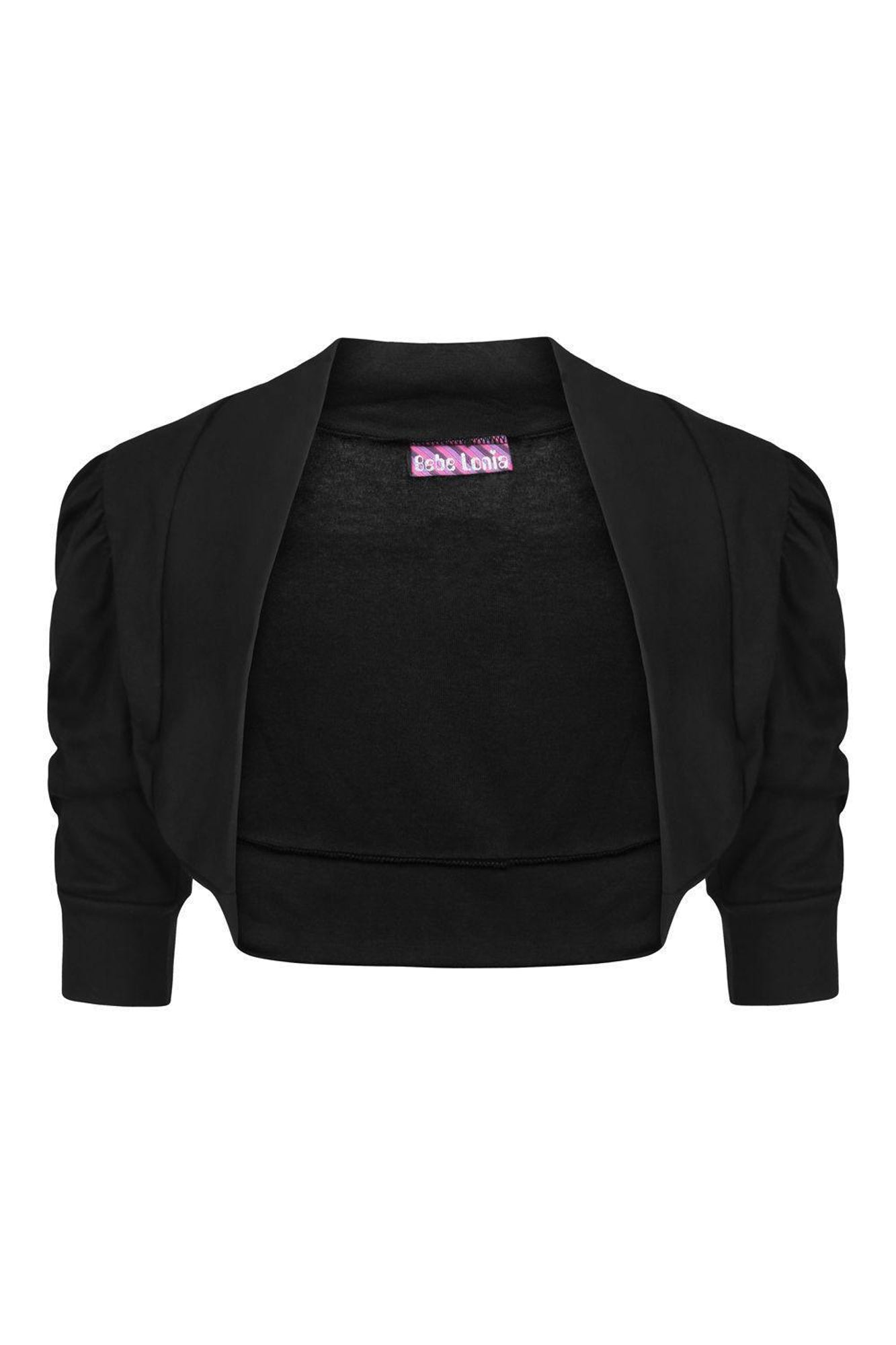 Girls Ruched Sleeve Bolero - Brown