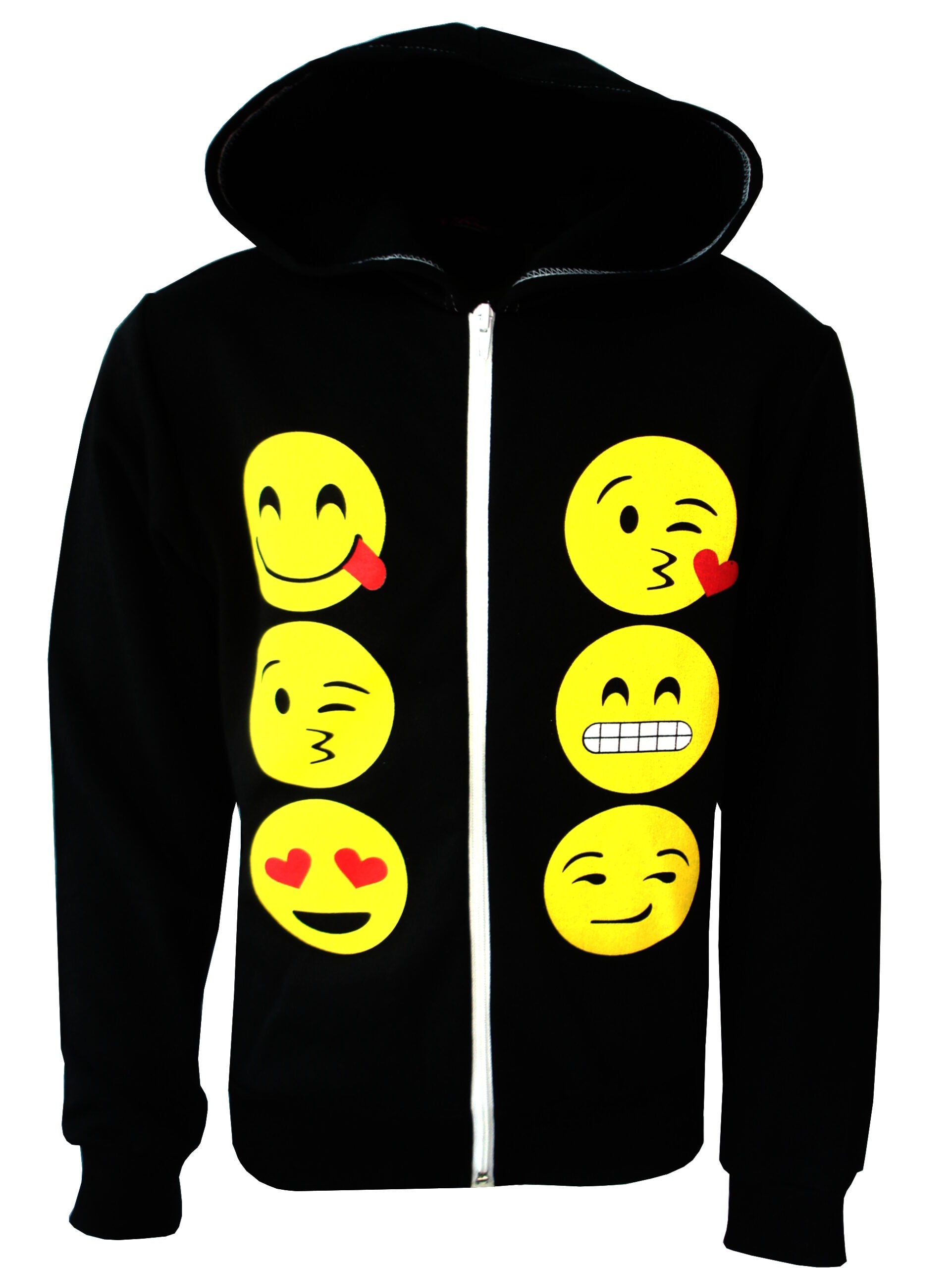 Girls Funny Faces Hoodie - Black