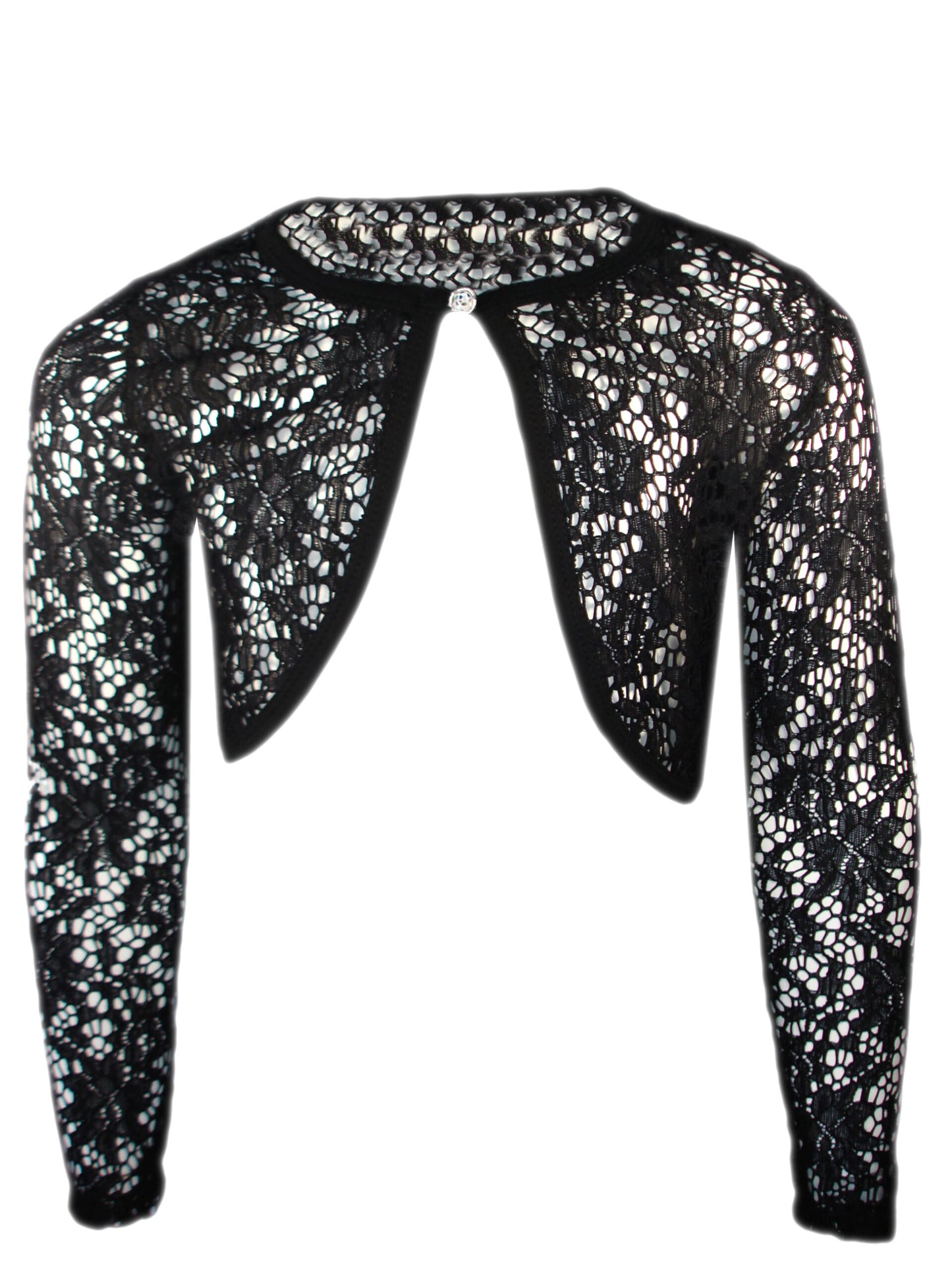 Girls Lace Bolero Shrug Long Sleeve Cardigan - Black