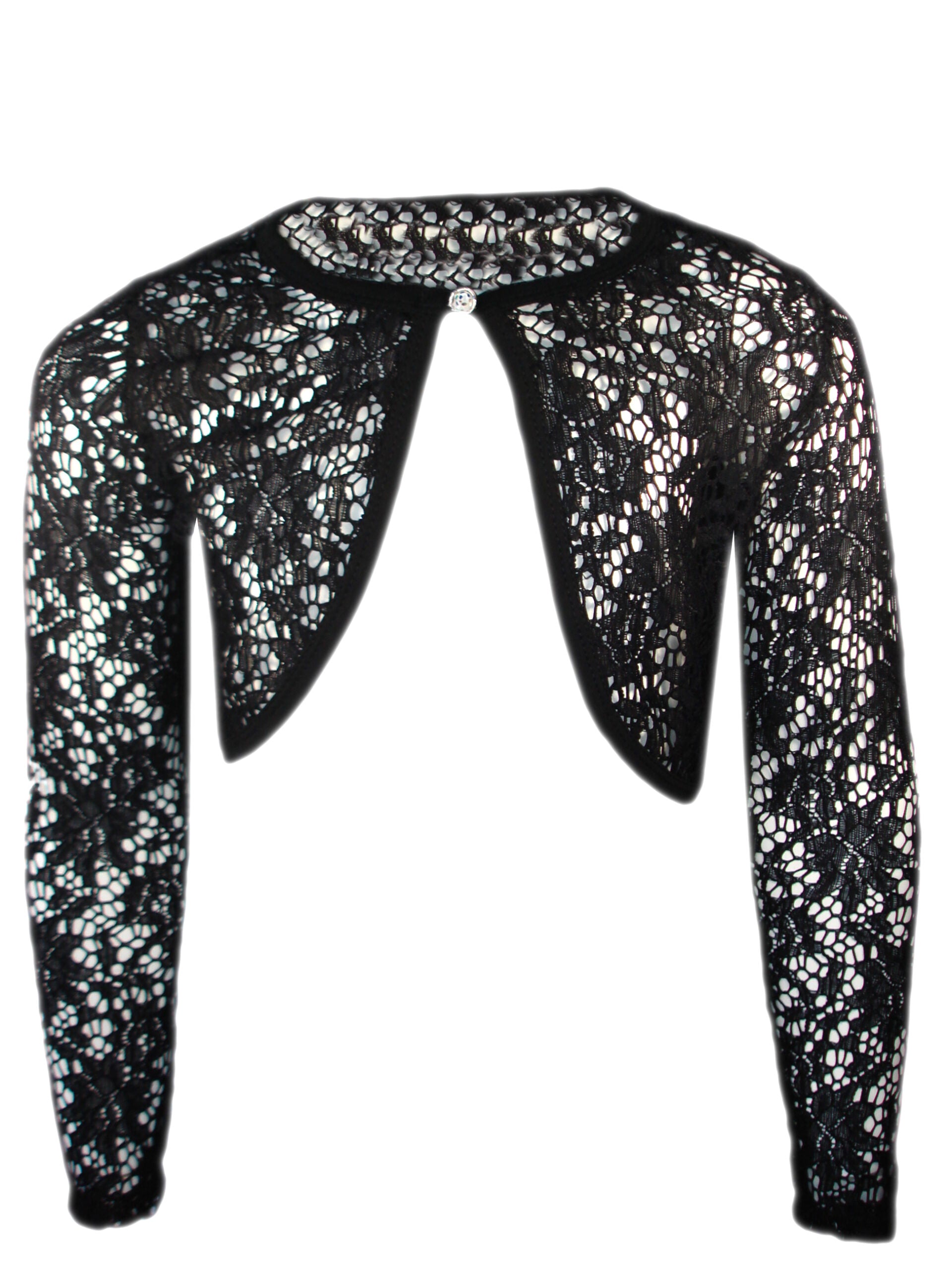 Girls Lace Bolero Shrug Long Sleeve Cardigan - Black