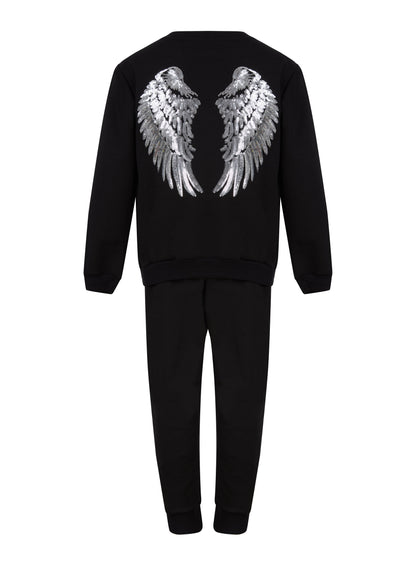 Girls Angel Wings Sequins Tracksuit