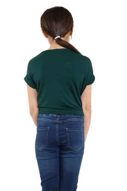 Girls Batwing Neon Crop Top T-Shirt