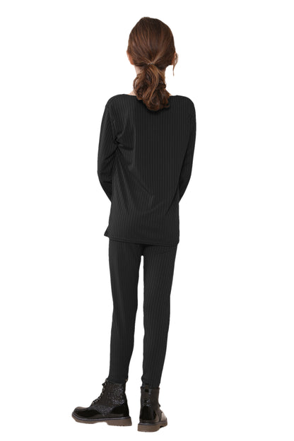 Girls Ribbed Tracksuit Loungewear Outfits