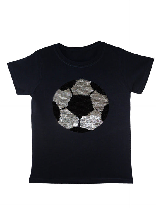 Kids Tiger Brush Changing Sequin T-Shirt - Black