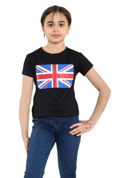 Girls Union Jack Flag T-Shirt Great Britain Coronation Leggings