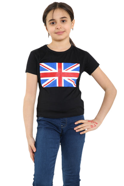 Girls Union Jack Flag T-Shirt Great Britain Coronation Leggings