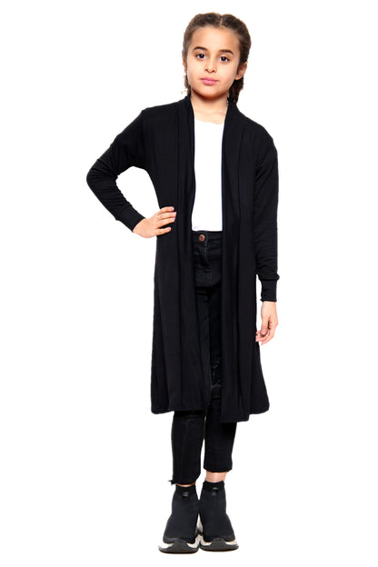 Girls Long Boyfriend Cardigan - Black