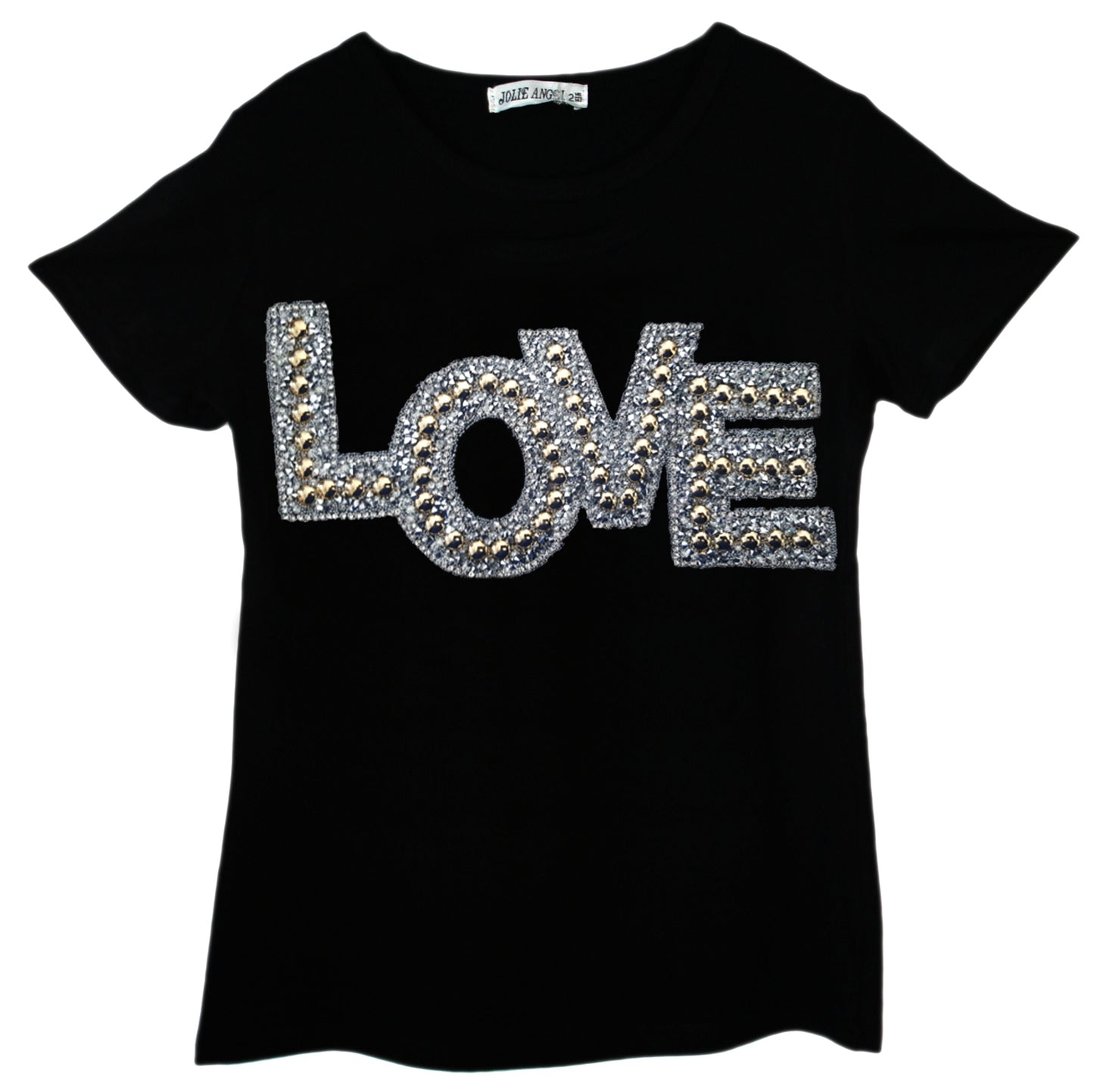 Girls Shiny Love & Trainers Print T-Shirts - Black Love