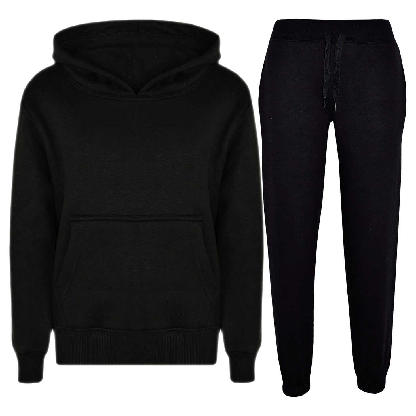 Kids Fleece Hoodies And Jogging Bottoms - Black