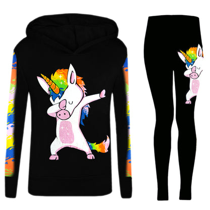 Girls Dab Unicorn Hooded Top & Leggings Tracksuit