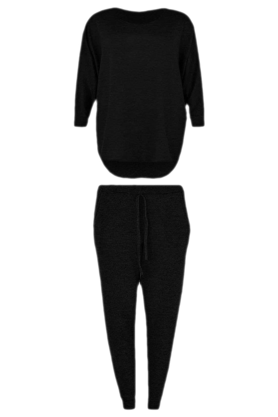 Girls High Low Loungewear Tracksuit - Black