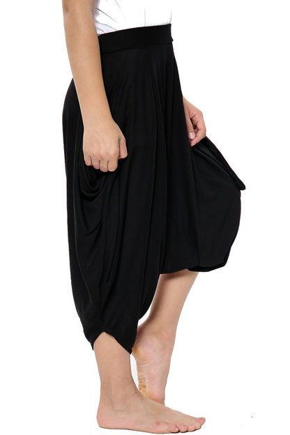Girls Draping Romper Skirt - Black