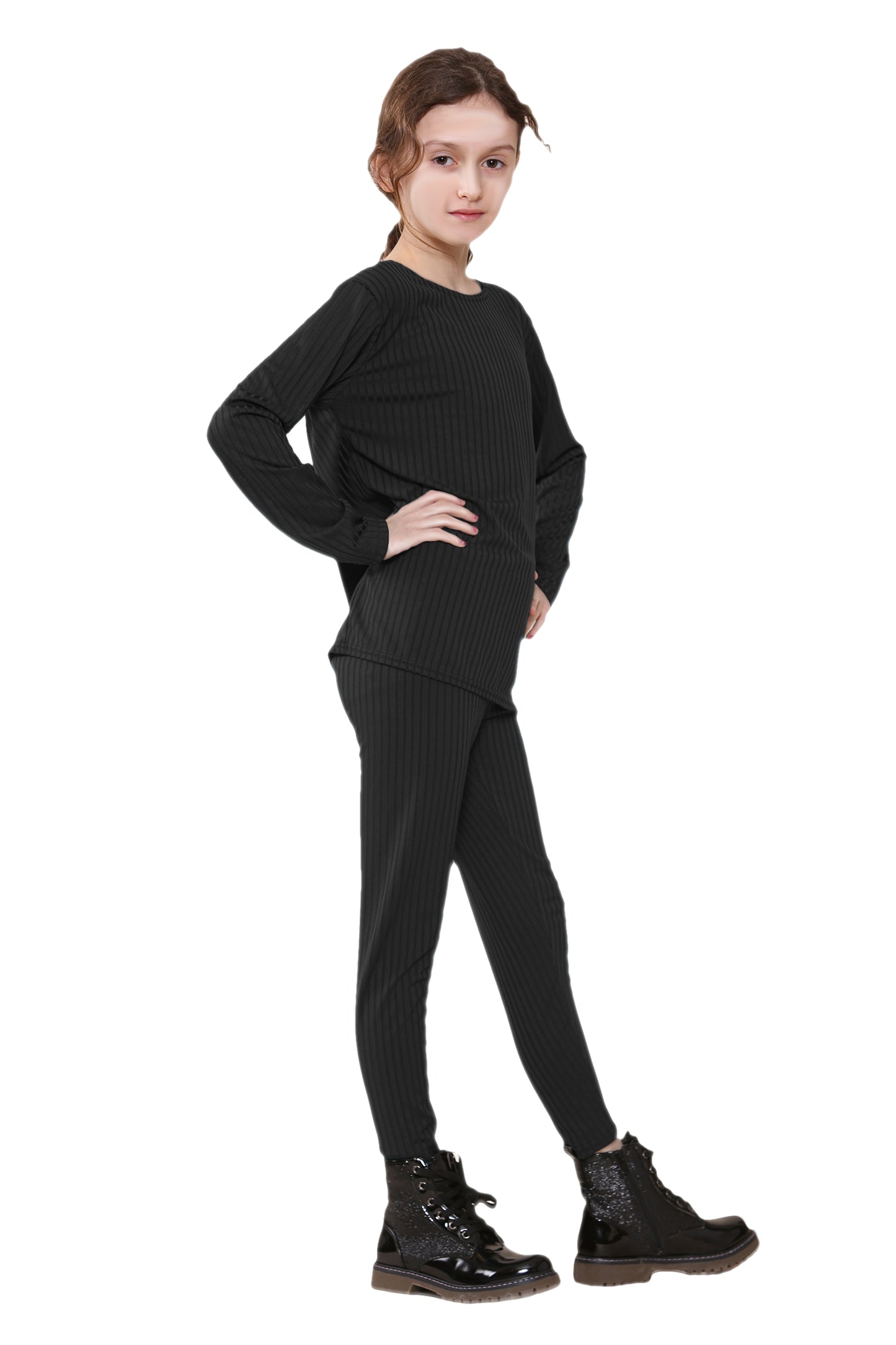 Girls Ribbed Tracksuit Loungewear Outfits