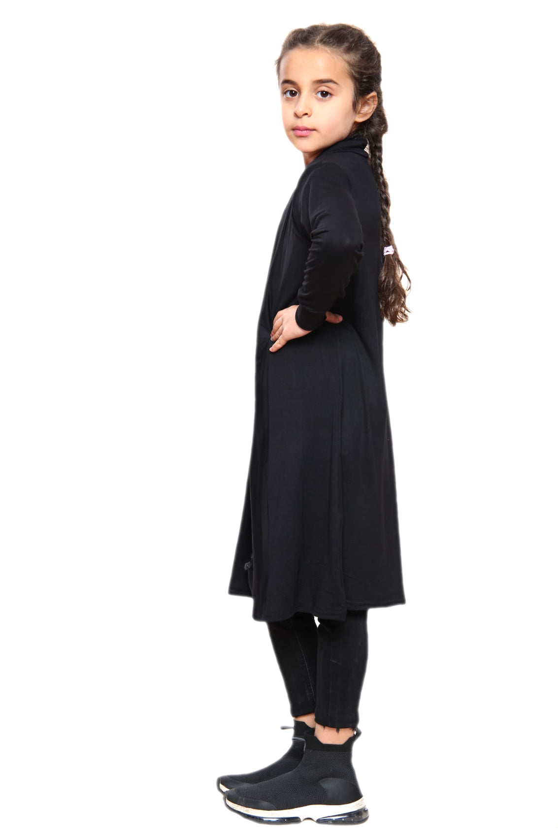 Girls Long Boyfriend Cardigan - Black