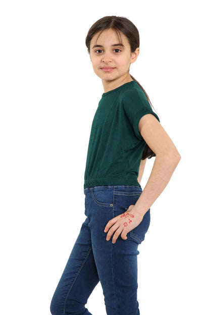 Girls Batwing Neon Crop Top T-Shirt