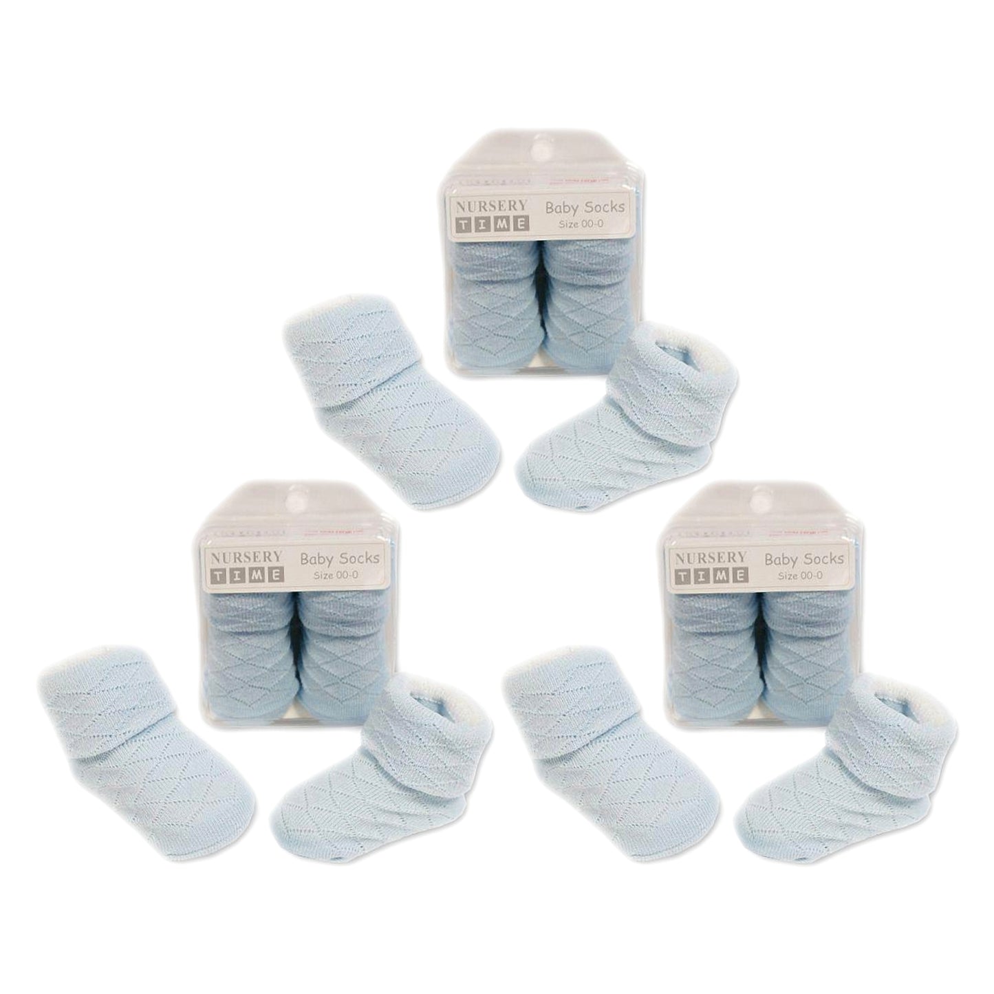 Baby Girls Perforated Diamond Ribbed Turnover Ankle Socks