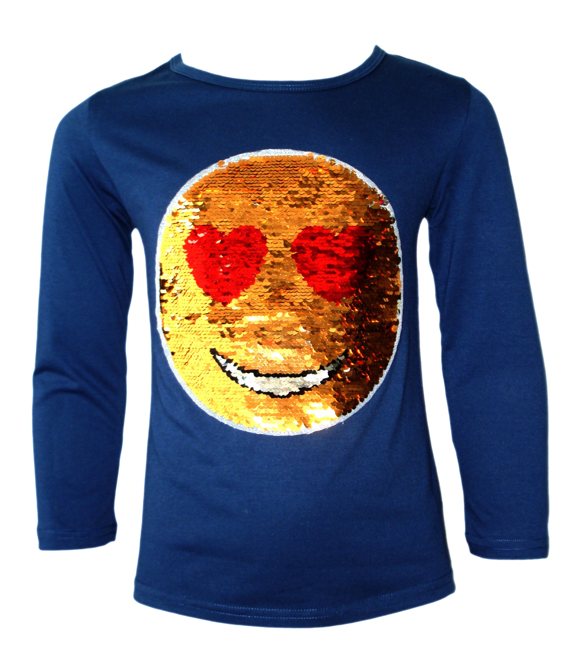 Girls Funny Face Brush Changing Sequin Tops - Blue