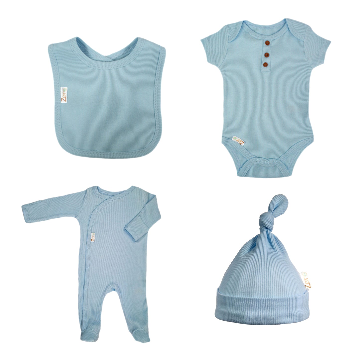 Baby Bodysuit Ribbed Sleepsuit Beanie Hat Bib
