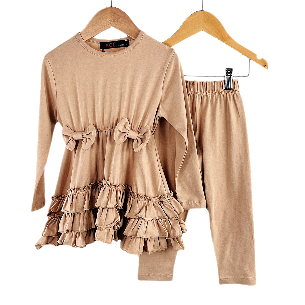 Girls Loungewear Fancy Dress Pleated Bow Set