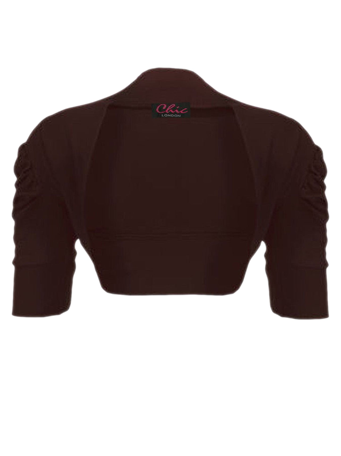 Girls Ruched Sleeve Bolero - Brown