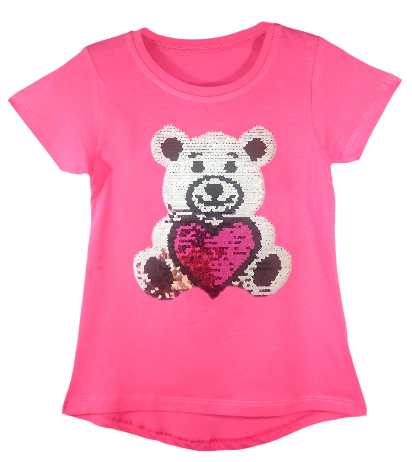 Girls Shiny Sequin Face T-Shirt