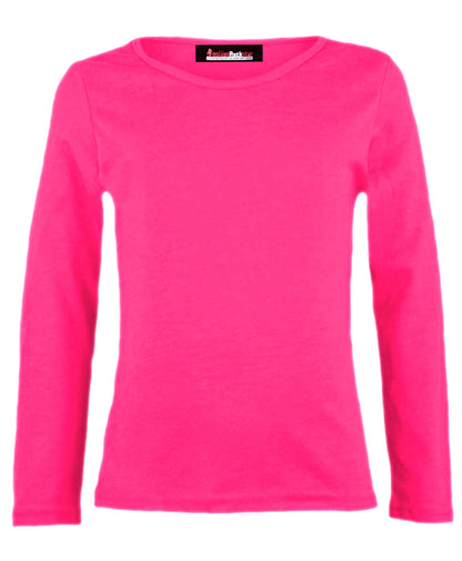 Girls Basic Long Sleeve Tops - Cerise Pink