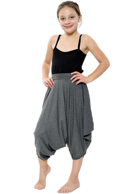 Girls Draping Romper Skirt - Charcoal
