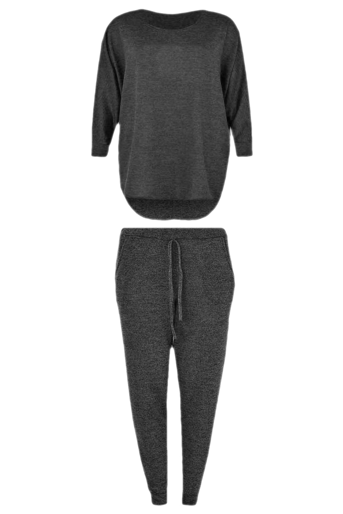 Girls High Low Loungewear Tracksuit - Charcoal