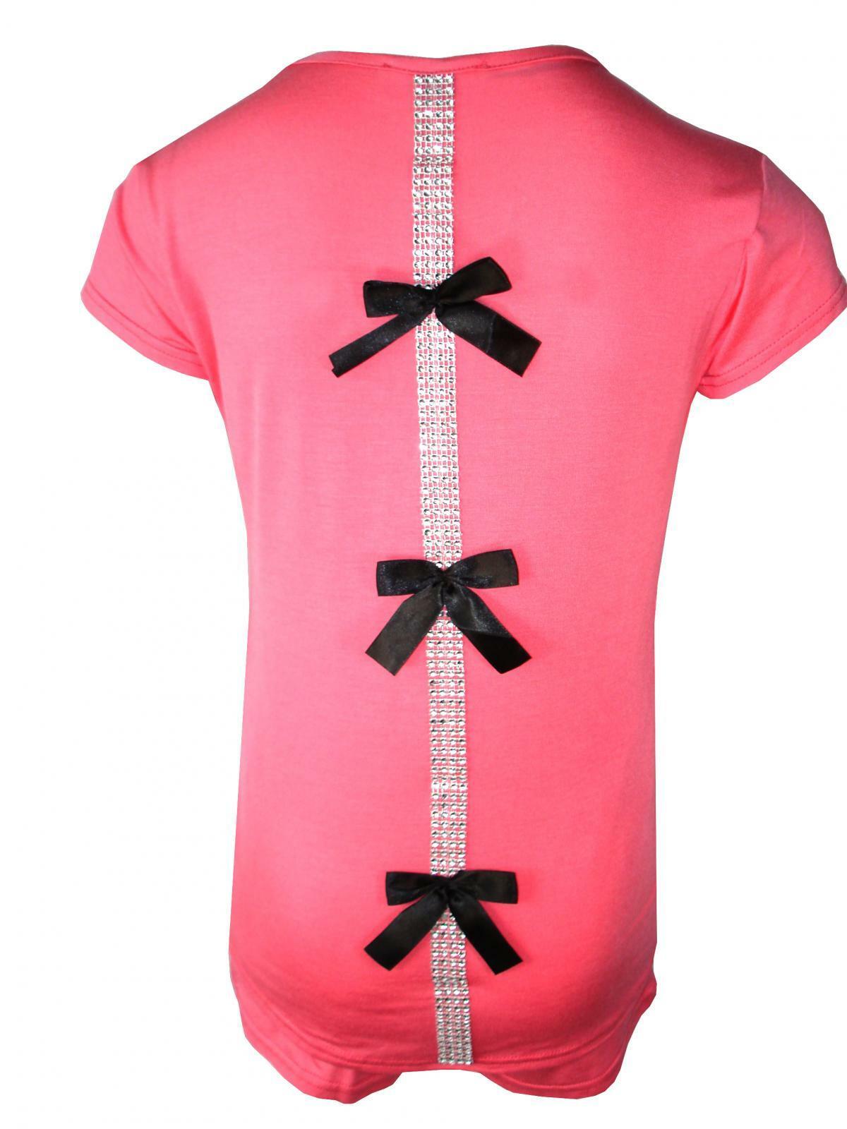 Girls Pyjama Shorts Set With Back Bow And Diamante Strip