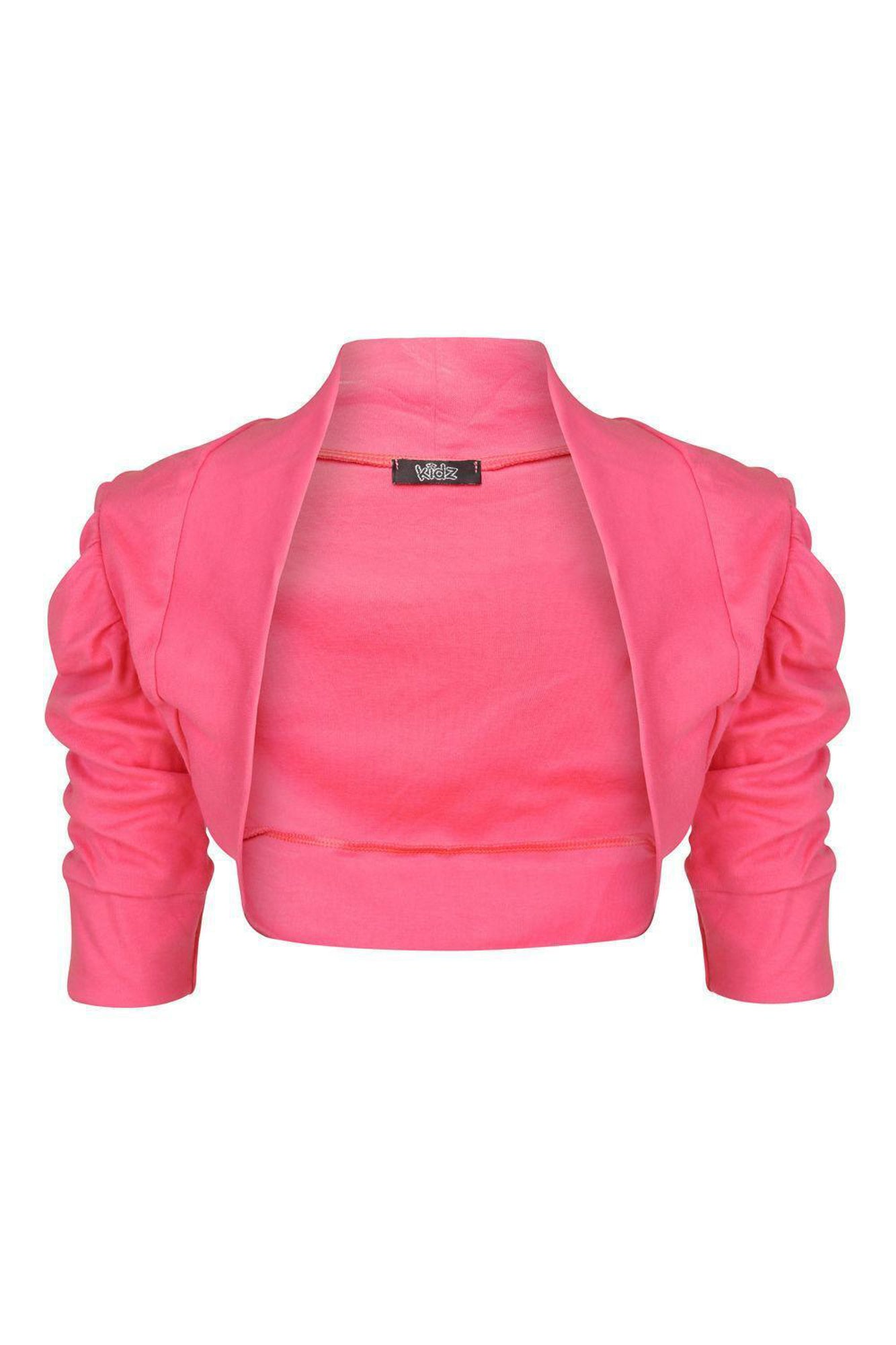 Girls Ruched Sleeve Bolero - Coral