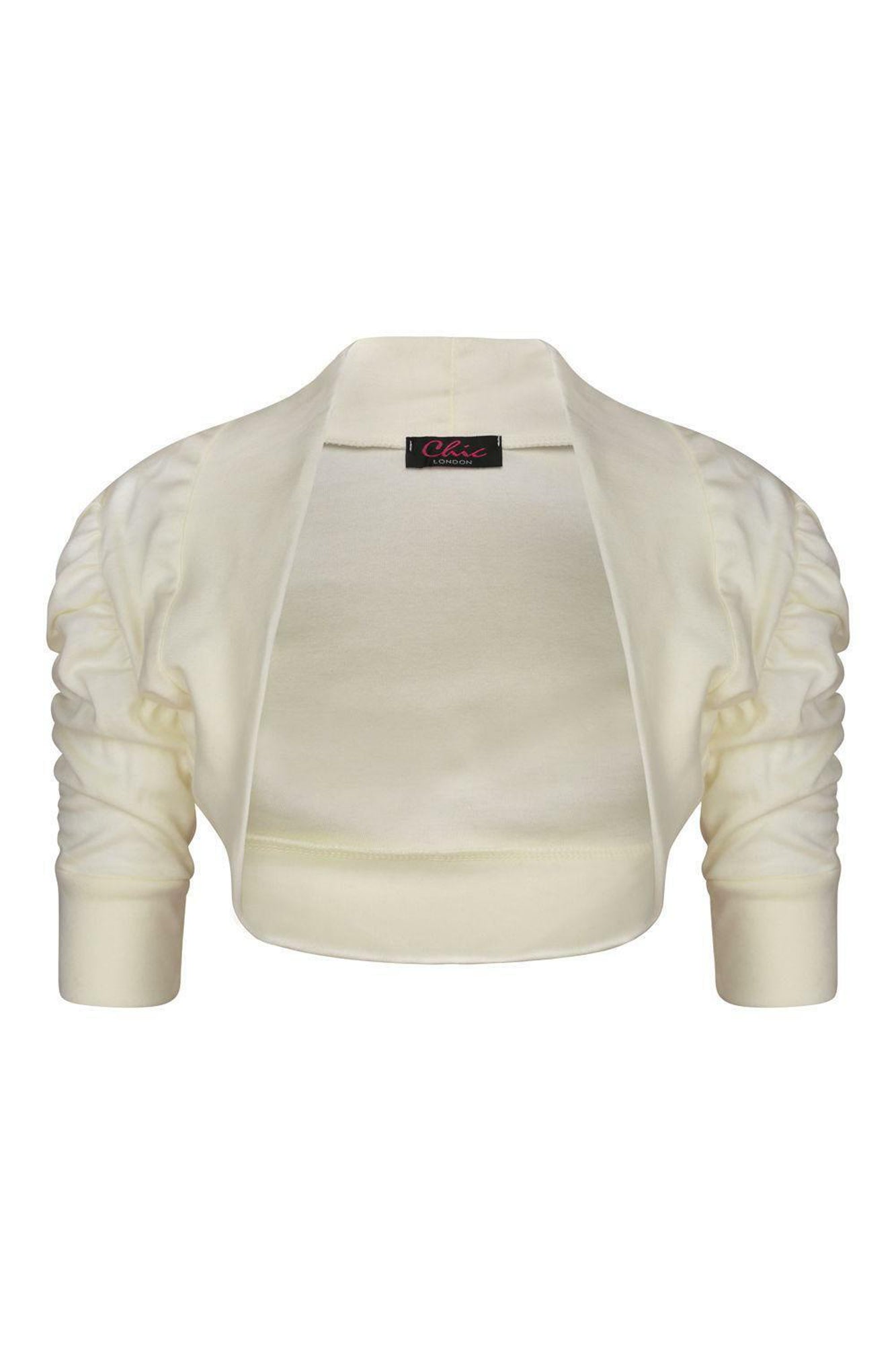 Girls Ruched Sleeve Bolero - Cream