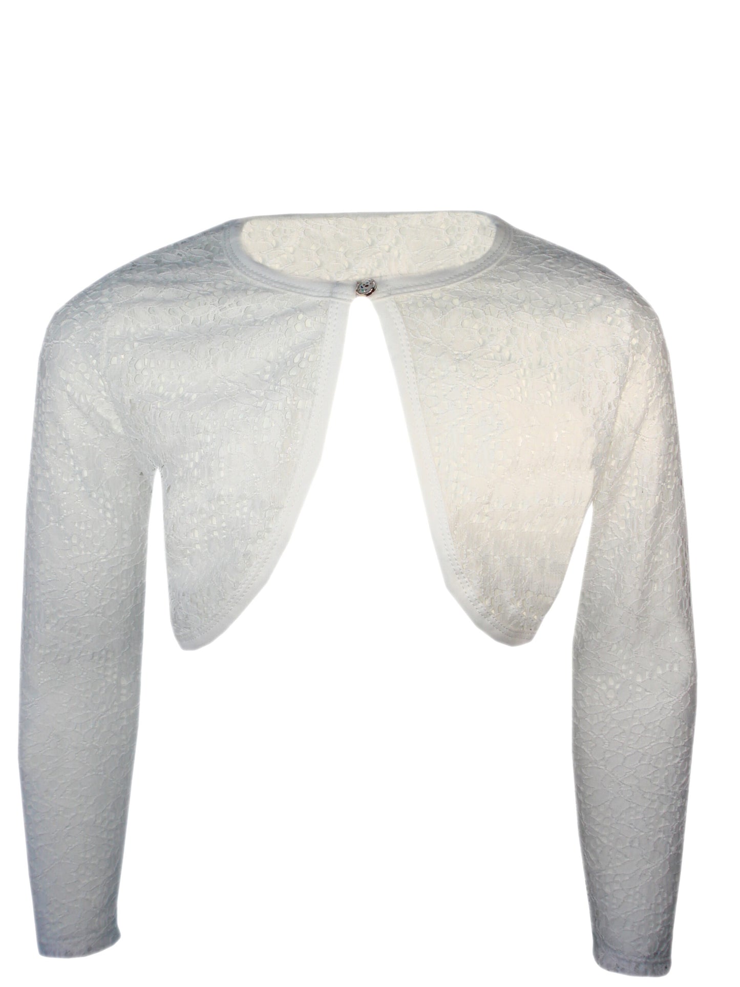 Girls Lace Bolero Shrug Long Sleeve Cardigan - Cream