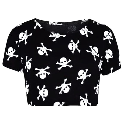 Girls Halloween Costumes Skull Cropped T-Shirt  Set Swing Dress Jumpsuit