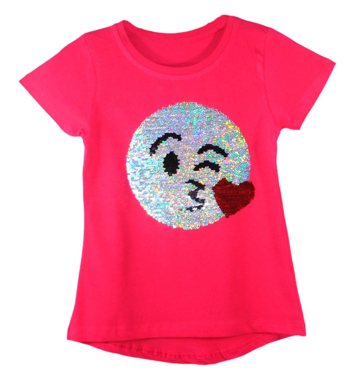 Girls Shiny Sequin Face T-Shirt