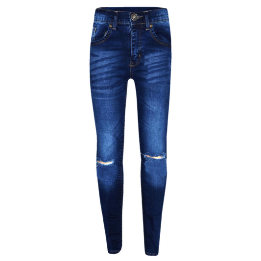 Girls Denim Ripped Skinny Jeans - Dark Blue