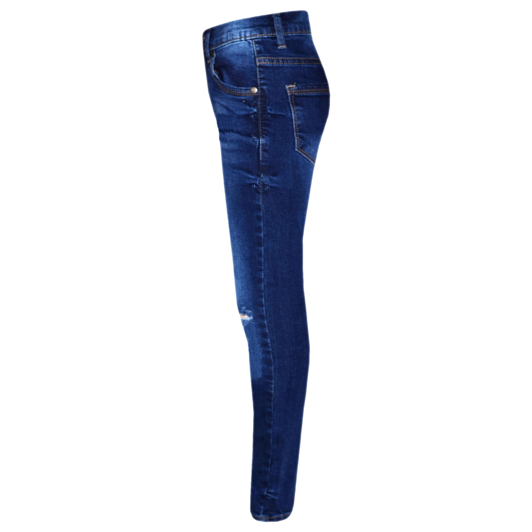 Girls Denim Ripped Skinny Jeans - Dark Blue