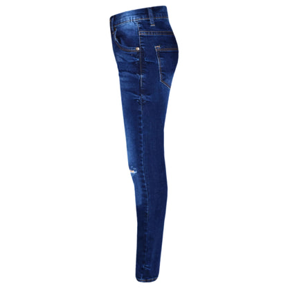 Girls Denim Ripped Skinny Jeans - Dark Blue