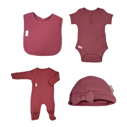 Baby Bodysuit Ribbed Sleepsuit Beanie Hat Bib