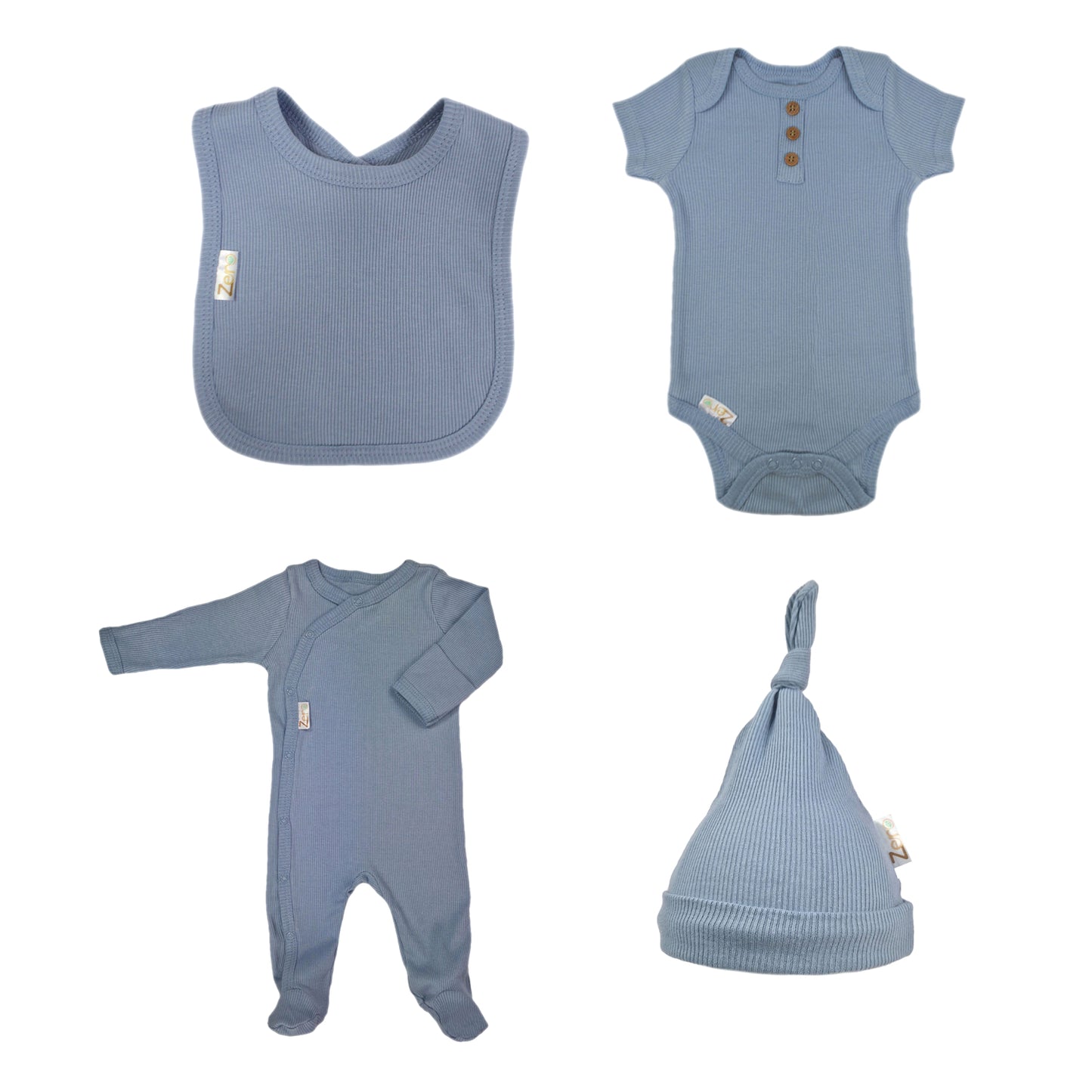 Baby Bodysuit Ribbed Sleepsuit Beanie Hat Bib