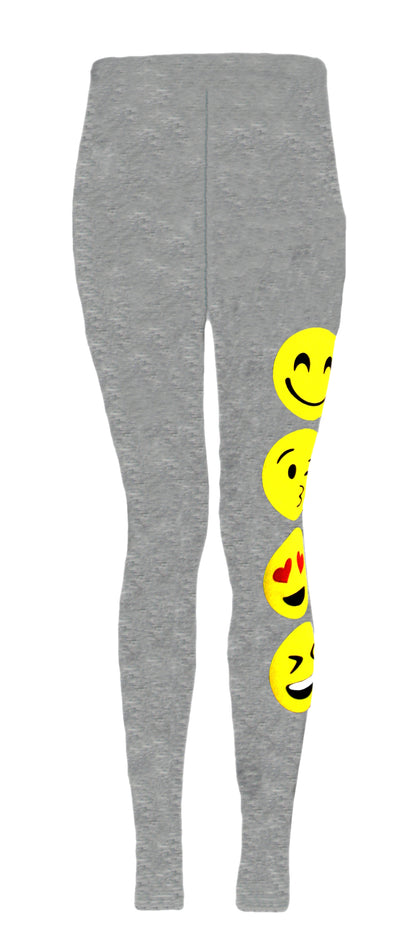 Girls Funny Faces Leggings - Grey