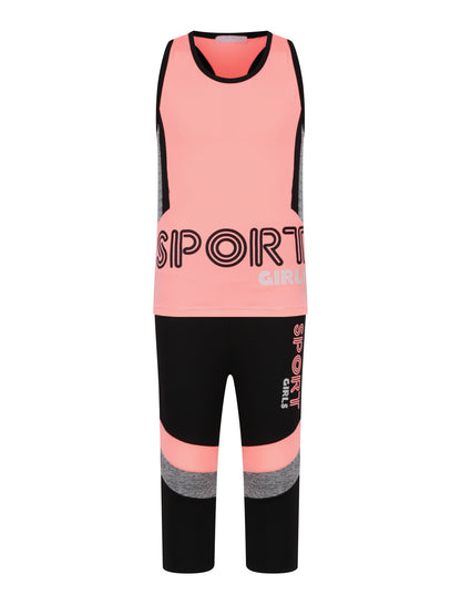 Girls Sports Vest Set - Pink