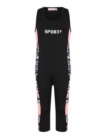Girls Sports Vest Set - Black