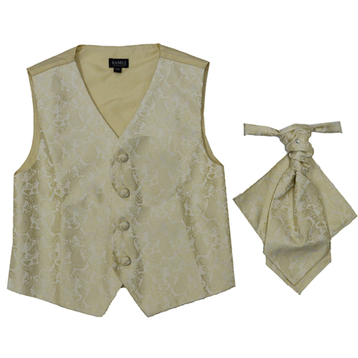 Boys 2 Piece Paisley Waistcoat Cravat Set