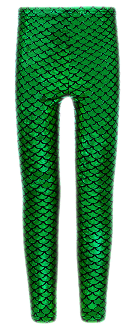 Girls Mermaid Metallic Leggings - Green