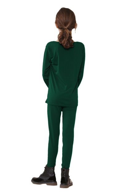 Girls Ribbed Tracksuit Loungewear Outfits