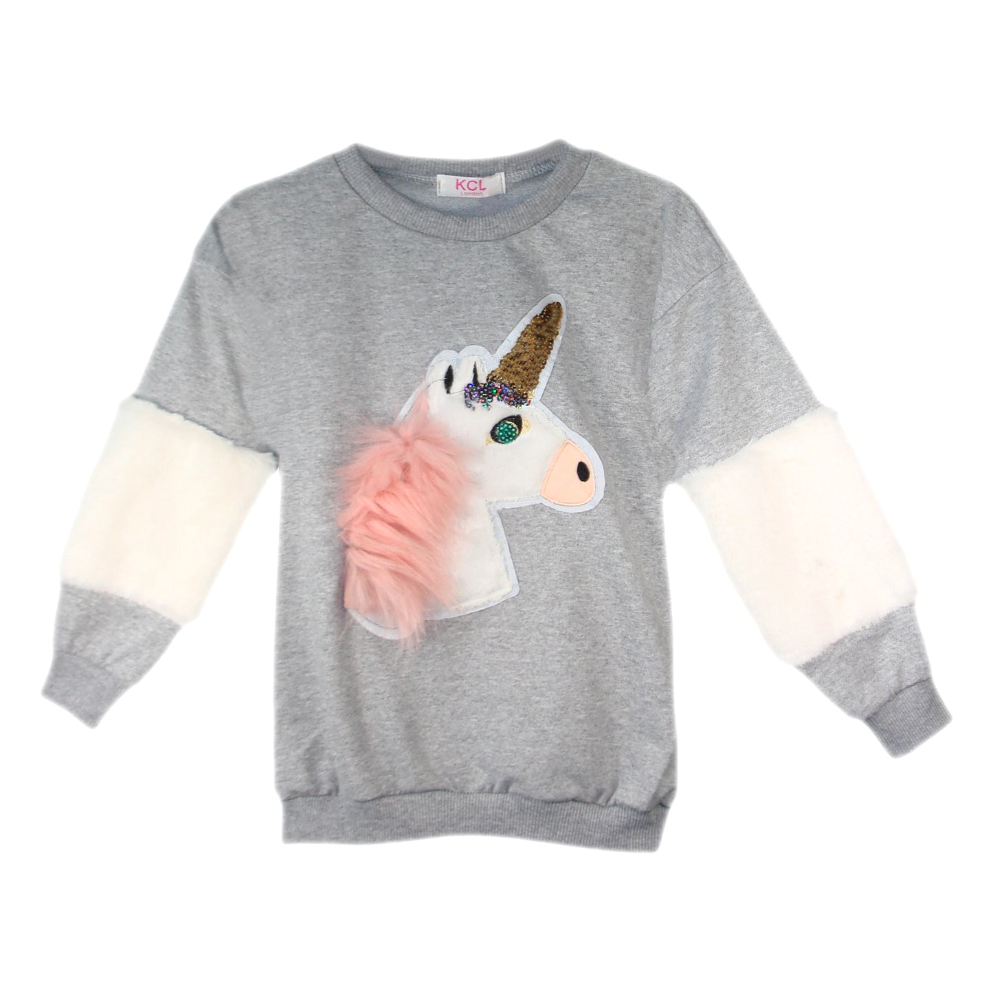 Girls Unicorn Fluffy Jumper