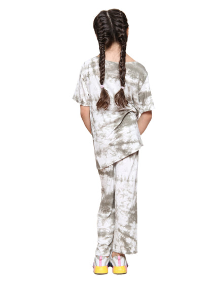 Girls Tie Dye Pyjamas T-Shirt and Leggings Set - Grey