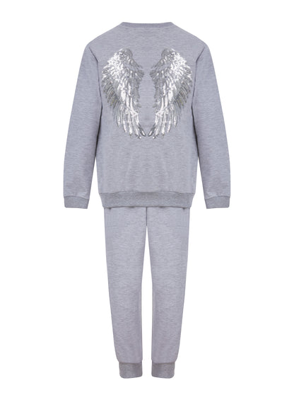 Girls Angel Wings Sequins Tracksuit