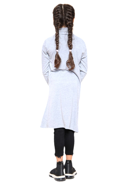 Girls Long Boyfriend Cardigan - Grey